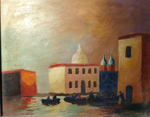 Venecia Al Atardecer Cuadro Pintura Al Oleo Sobre Madera