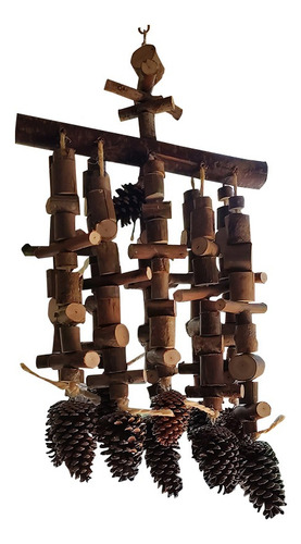 Brinquedo Para Aves PĂȘndulo Eucalipto Pinhas Gg Cor Madeira