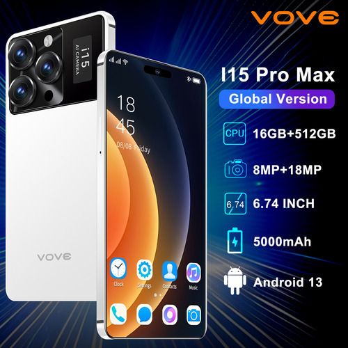 2025 Ultimas Ofertas Celulares Dual Sim Genérica I15 Pro Max 512gb/16gb Ram Soporta 5g Wifi Android 13 Smartphone Desbloquea Batería De Larga Duración Blanco