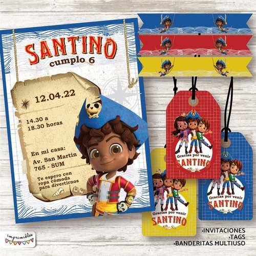 Kit Imprimible Santiago De Los Mares - Textos Personalizados