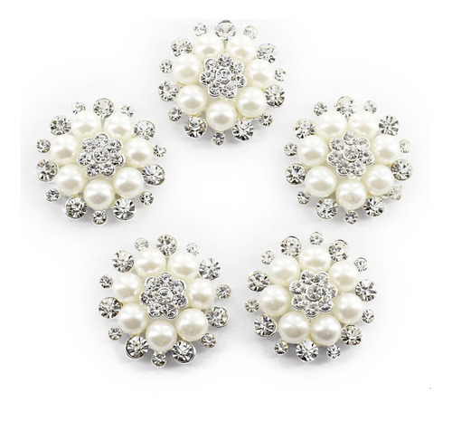 5pcs Cristal Flor De Perla De Imitación Botón Decoración
