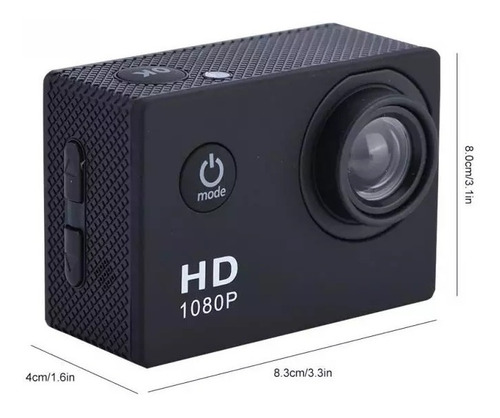 Imagen 6 de 7 de Camara Deportiva Hd Sumergible+16 Accesorios 30 Mtrs Hd1080p