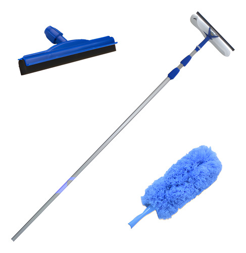 Kit Rodo Limpa Vidros Cabo Extensor 7,5 Mts Com Espanador