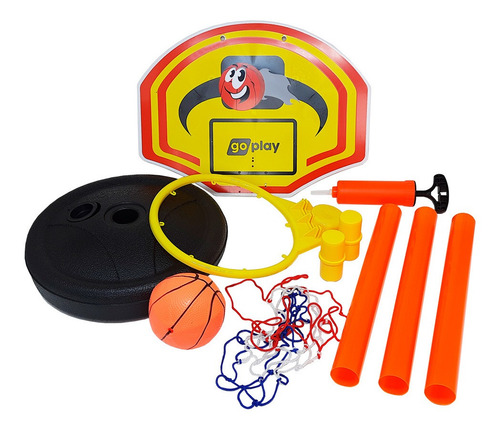 Imagem 3 de 7 de Kit Cesta De Basquete Infantil C/ Pedestal Mini Bola E Bomba