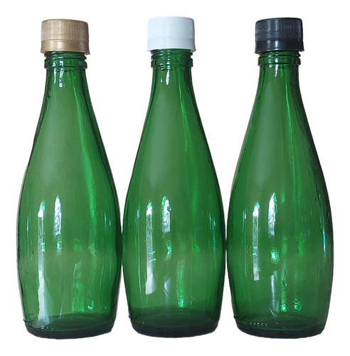 200 Botellas Verde Vidrio 330ml Con Sus Taparoscas Doradas