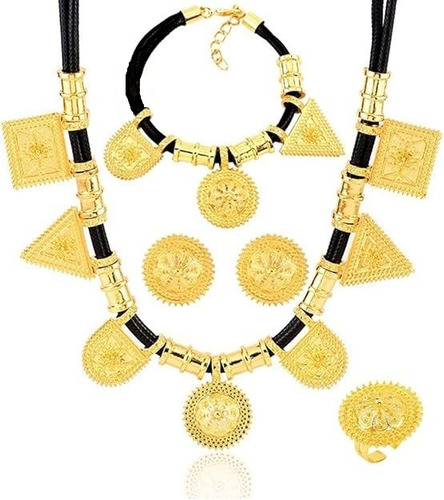 Juego De Accesorios Joyería Etiope Africano Chapado 24k