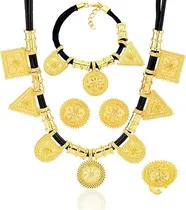 Comprar Juego De Accesorios Joyería Etiope Africano Chapado 24k