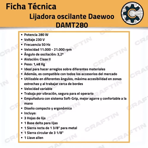 Sierra Oscilante Multi Herramienta Daewoo 280w + Accesorios