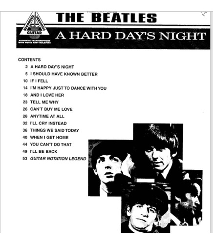 Libro The Beatles * A Hard Day`s Nigth Para Guitarra