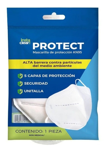 Mascarilla Cubrebocas De Protección Kn95 Unitalla Color Blanco