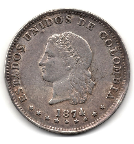 5 Décimos 1874/4 Medellín Plata