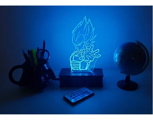 Luminária Led 3d, Vegeta, Dragon Ball Z, desenho, decoração, 16