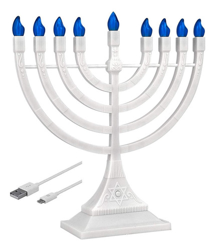 Menorah/candelabro Zion Judaica Blanco