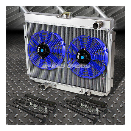 3-row Aluminum Radiator+2x 12 Fan Blue For 68-70 Cougar Spd1