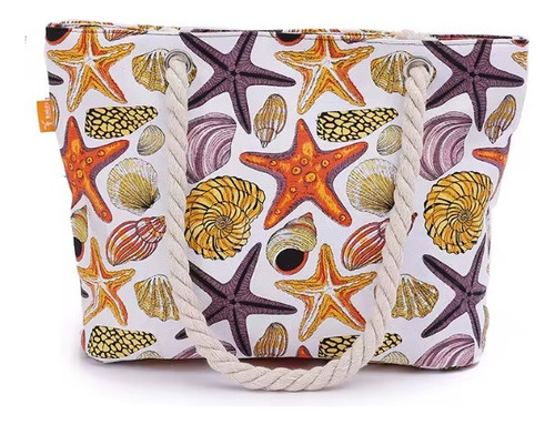 Bolsa De Playa Alberca Mar Conchas Cómoda Y Versátil Grande Blanco Hilo