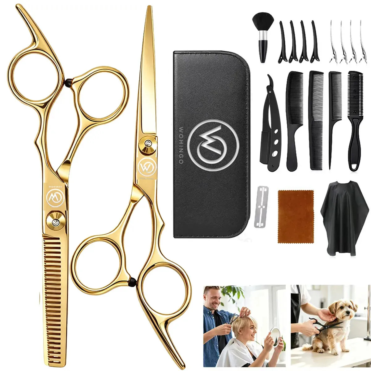 Kit de 20 tijeras profesionales para el corte de pelo Barber tieras estilistas Barbero Tijeras profesionales de acero inoxidable