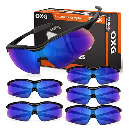 Oxg 6 Pack Tinted Safety Glasses For Hombre Mujer, Uv-block