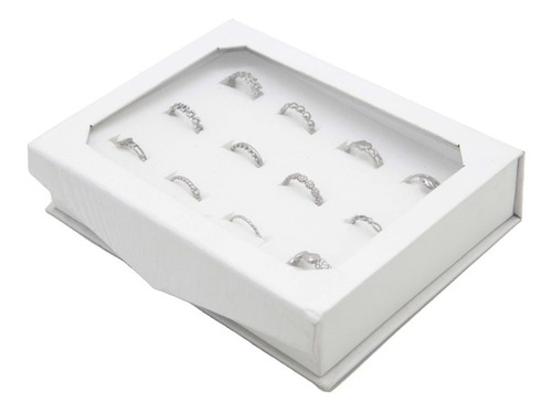 Set 12 Anillos Acero Modelos Varios Ajustables Caja Blanca