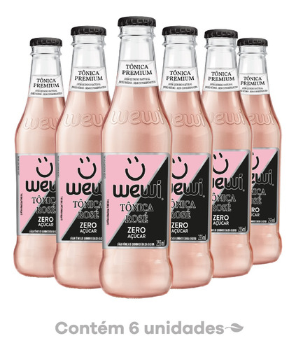  Wewi água tônica rosé zero açúcares garrafa 255ml pacote 6 anidades
