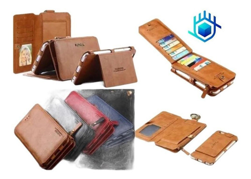 Billetera De Piel Para iPhone Galaxy Hombre Cartera Tarjetas