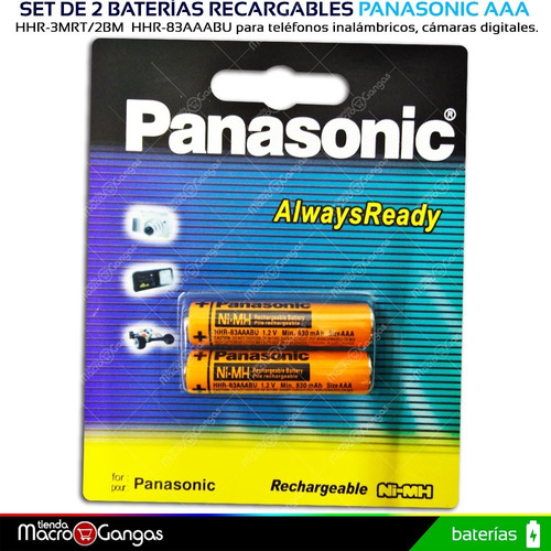 Imagen 2 de 6 de Pilas Baterias Recargable Panasonic Aaa 1.2v 830mah Pack X2