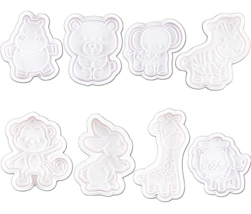 Juego 8 Cortador Galleta Animal Molde Plastico Para