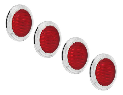 Refletor Vermelho, Abs, Borda Cromada, Redondo, Refletivo, 4