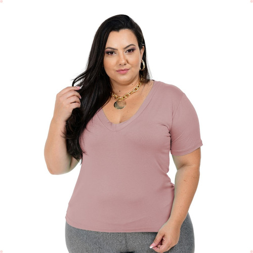 Kit 5 Baby Look Camiseta Feminina Basica Plus Size G1 Ao G4