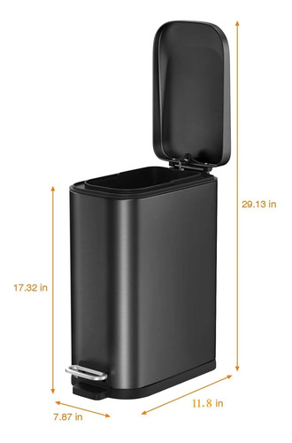 Cubo De Basura Negro De 4 Galones Baño Tapa De Cierre ...