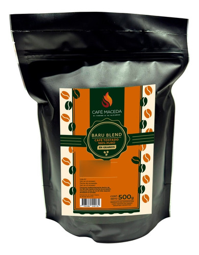 Cafe En Granos Tostado Maceda 100% Puro 500g Baru Blend