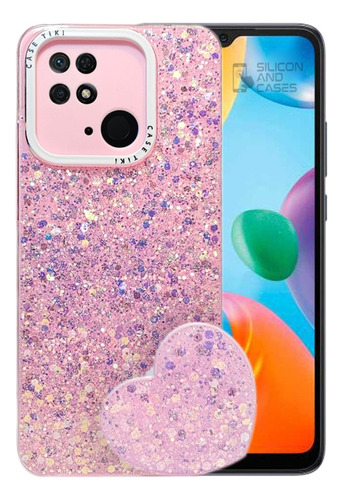 Carcasa Para Xiaomi Redmi 10c Glitter Incluye Pop Socket