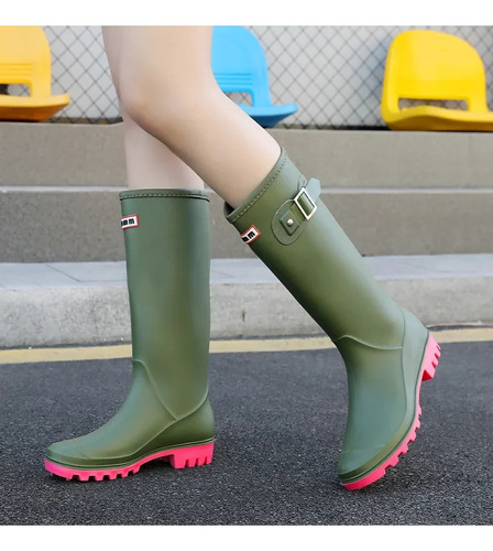 Botas De Lluvia Impermeables De Punto Alto Para Mujer, Estil