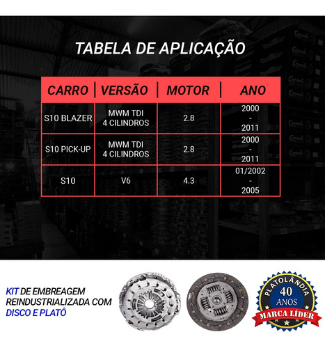 Kit Embreagem S10 Blazer 4.3 V6 2002 2003 2004 2005 Dlx Exec