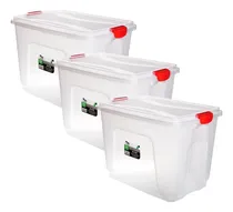 Comprar Caja Organizadora Contenedor Baul Reforzado 80 Lt Set X3