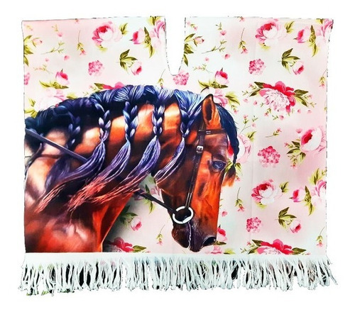 Imagen 4 de 10 de Poncho Caballos Y Gallos Sublimado Completo