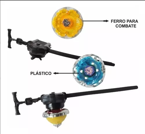 Kit 4 Beyblade Metal + 2 Lançador + Arena Batalha