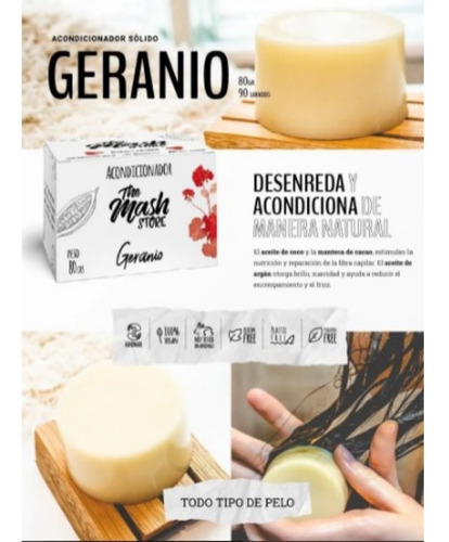 Imagen 2 de 9 de Acondicionador Solido Natural Geranio The Mash Store