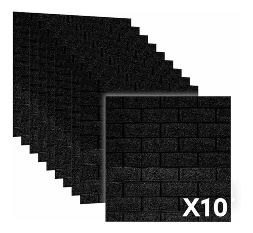Imagen 1 de 10 de Pared Revestimiento Negro Placa 3d Auto Adhesiva! X 10 Uni