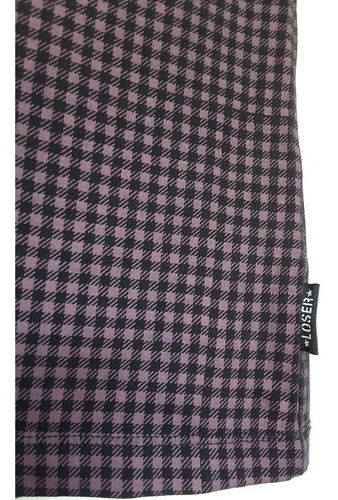 Imagen 10 de 10 de Polera Morada A Cuadros, Tipo Piqué Para Niñas, Talla L