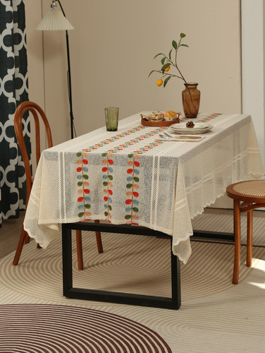 Mantel Rectangular De Lino Para Decoración Rústica