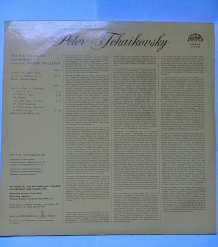 Disco Vinilo Prague Symphony Orchestra Peter Tchaikovsky (Usado)