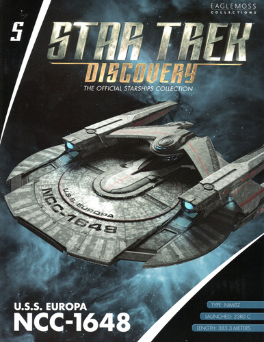 Revista Star Trek U.s.s Europa Ncc- 1648 + Miniatura - 16 Páginas Em Inglês - Editora Eaglemoss - Formato 17 X 22 - Capa Mole - 2018 - Bonellihq Abr24