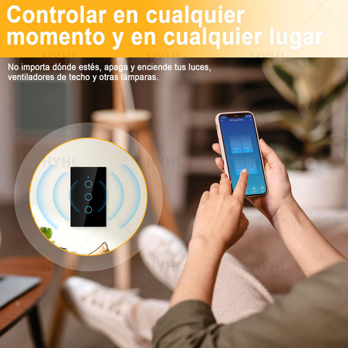MERION Interruptor Inteligente Touch Wi-fi De 2 Vías Sin Neutro Color Negro Corriente Nominal 10 A Voltaje Nominal 110v