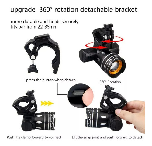 ** Lámpara Led Recargable 6000 Lm Impermeable For Bicicleta