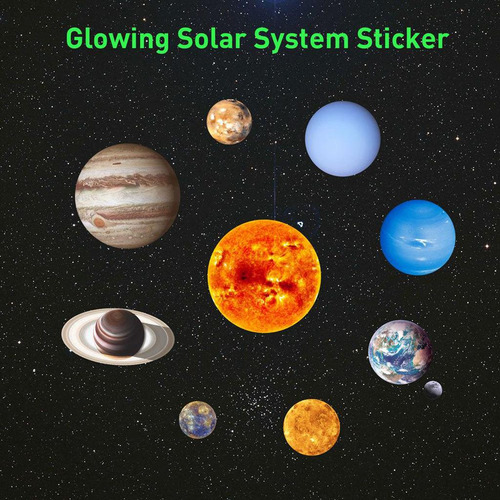 Calcomanías Luminosas Para Pared, 9 Piezas Planetas S
