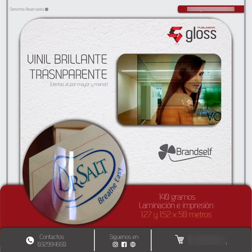 Vinil Blanco Brillante De Impresión Brandself 1.27mx50m