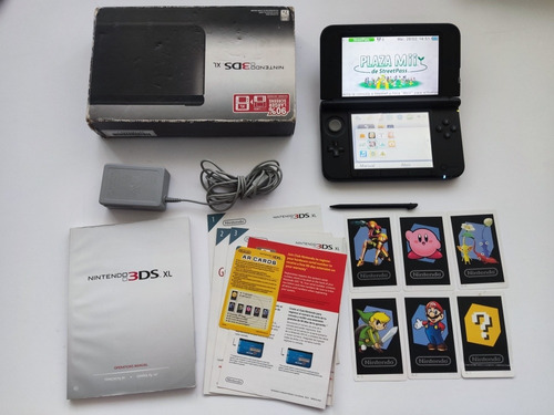 Nintendo 3ds Xl Negra + Caja + Cargador + Mem + Juegos