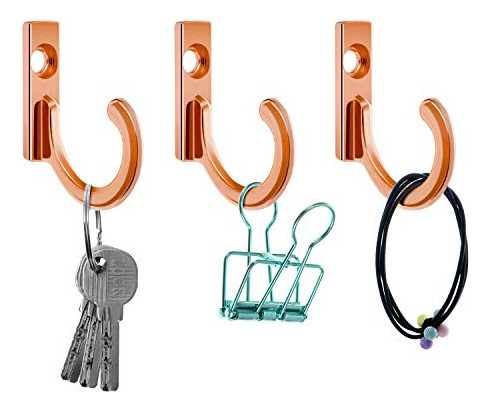 Set Ganchos Colgar Llaves Y Abrigos Tornillos Oro Rosa, 10