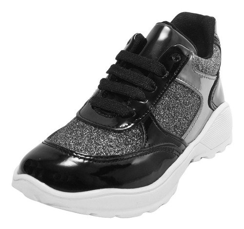 Tenis Running Niña Moda Bubble Gummers Madonna Negro 15-21