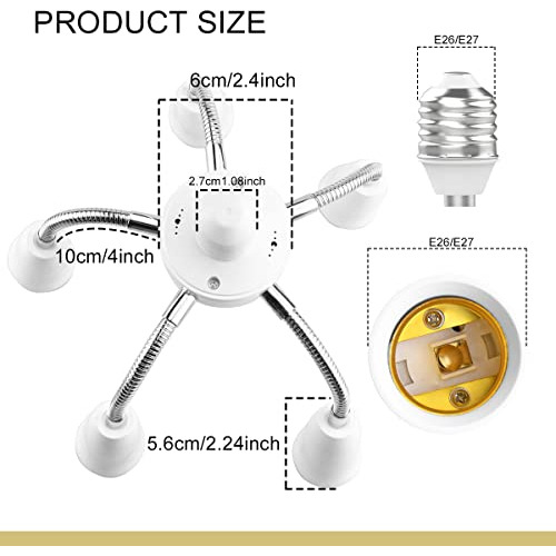 Adaptador De Enchufe Divisor 4 En 1, E26, E27, Divisor De En
